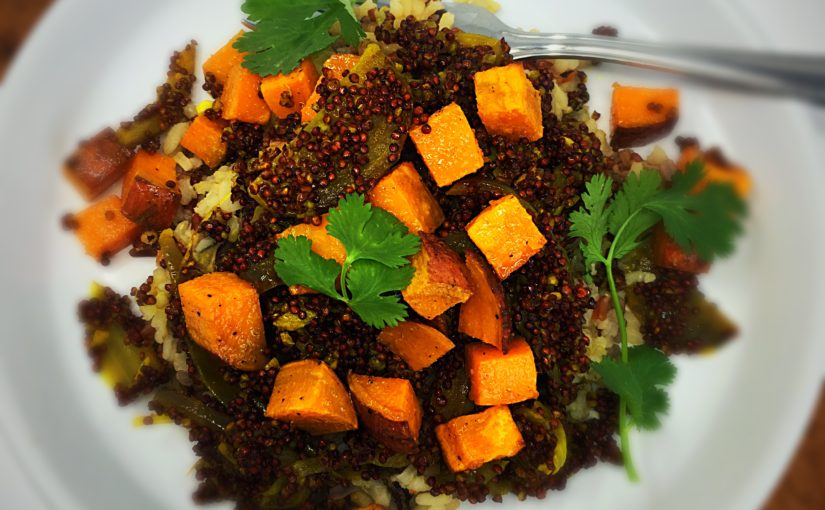 Quinoa Dal with Roasted Sweet Potato